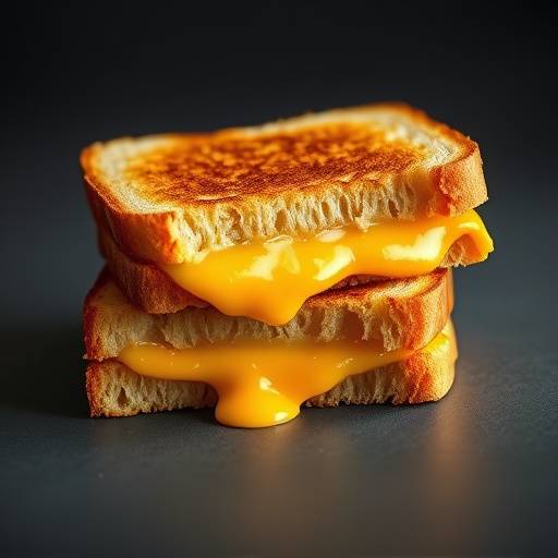 A classic grilled cheese sandwich with melted cheddar cheese