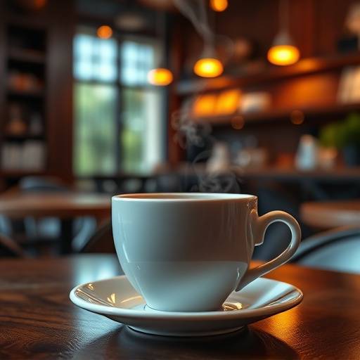 A steaming cup of coffee at The Daily Grind Cafe