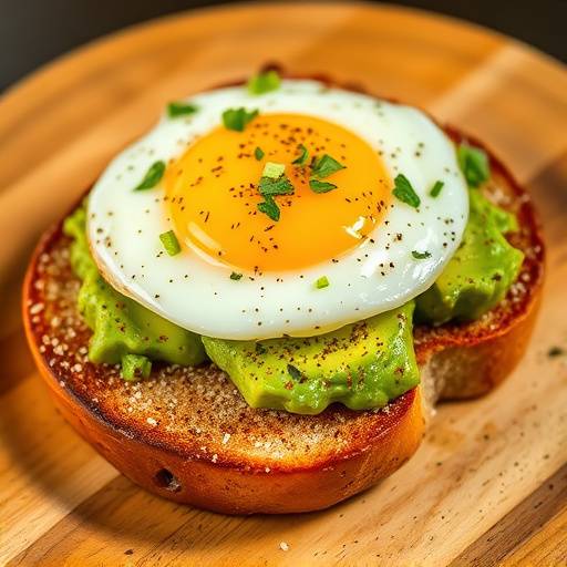 Avocado toast with everything bagel seasoning and a fried egg